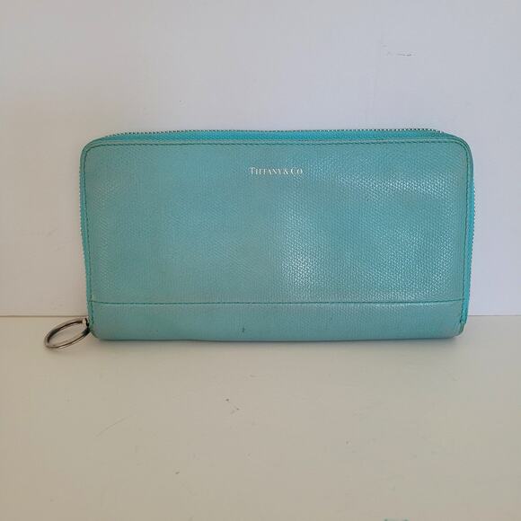Tiffany Co. Handbags - Tiffany & Co. Iconic Blue Leather Zip Around Wallet Clutch Organizer Authentic
